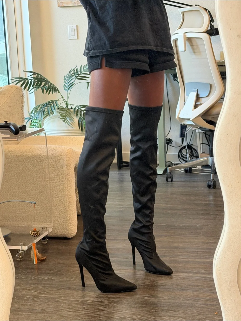 Over-the-Knee Stiletto Boots - Black